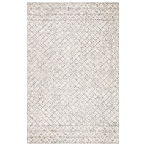 SAFAVIEH Abstract Ivory/Gray Doormat 3 ft. x 5 ft. Geometric Distressed Area Rug