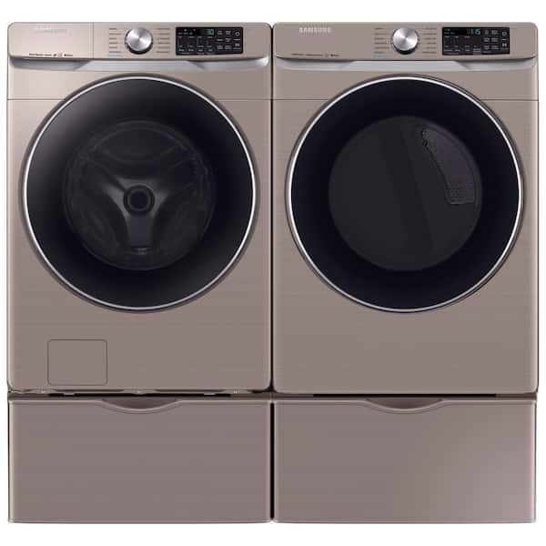 Samsung 4 5 Cu Ft High Efficiency Champagne Front Load Washing Machine With Steam And Super Speed Wf45r6300ac The Home Depot
