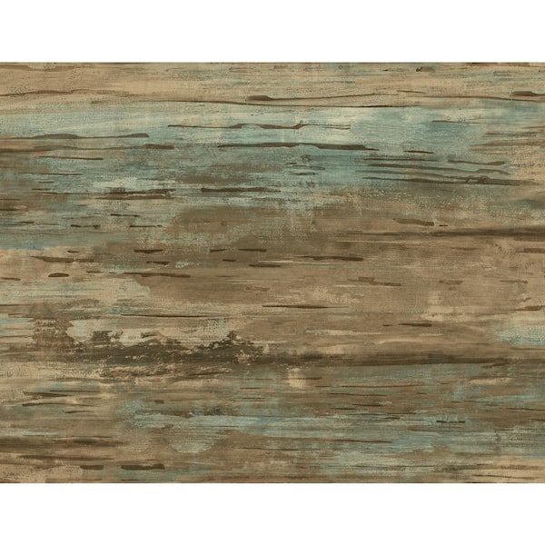 Seabrook Designs Cyprus Plank Metallic Brown, Sea Green, and Ebony Faux Paper Strippable Roll (Covers 60.75 sq. ft.)