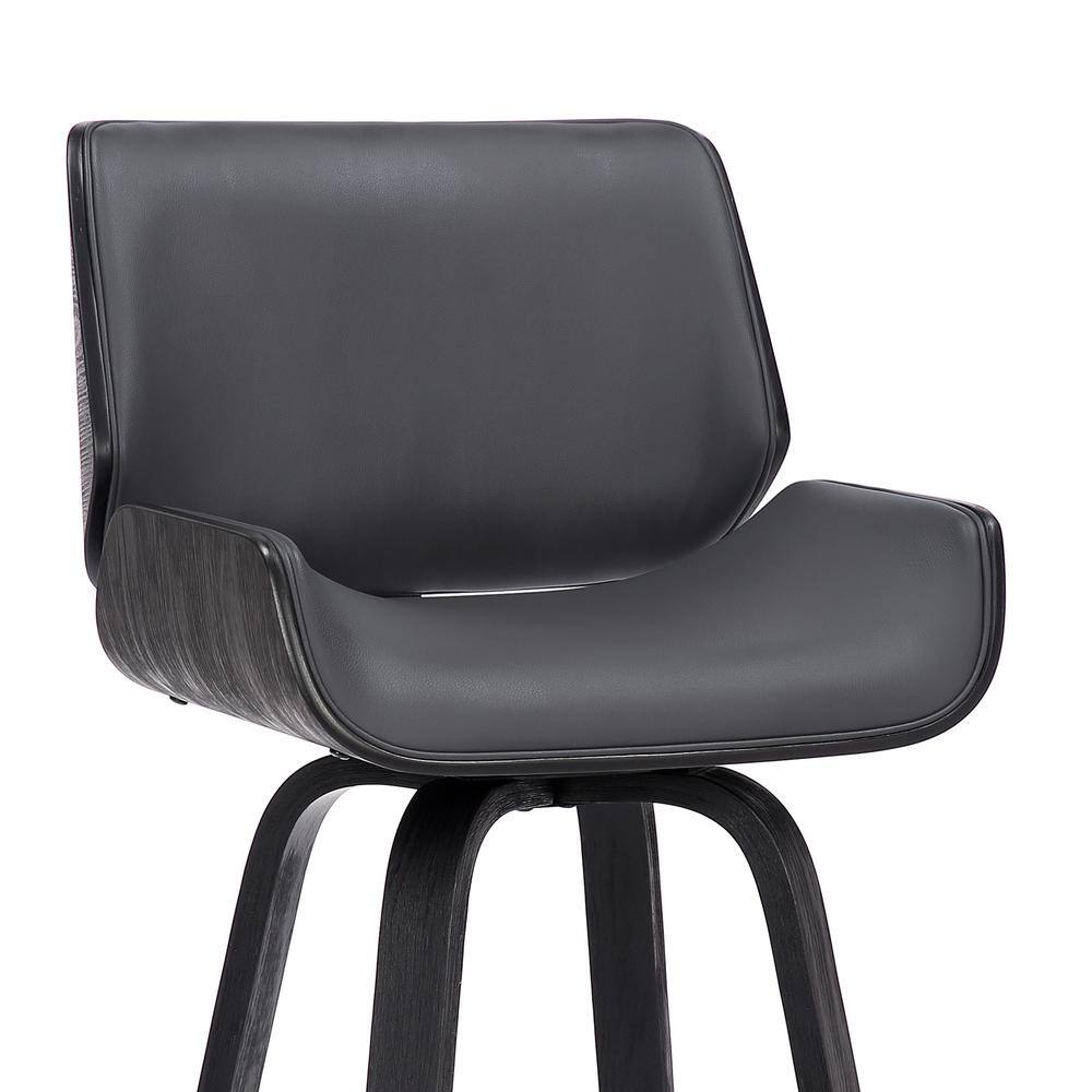 26" Gray Faux Leather Swivel Wood Counter Stool