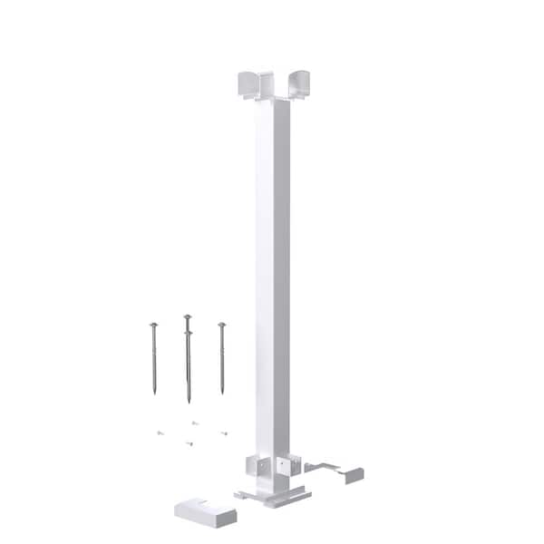 36 in. H x 4-11/16 in. W White Aluminum Deck Railing Corner Post Kit