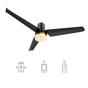 Attis 52 in. Integrated LED Indoor Black DC Motor Smart Ceiling Fan with Light and Remote, Works with Alexa/Google Home