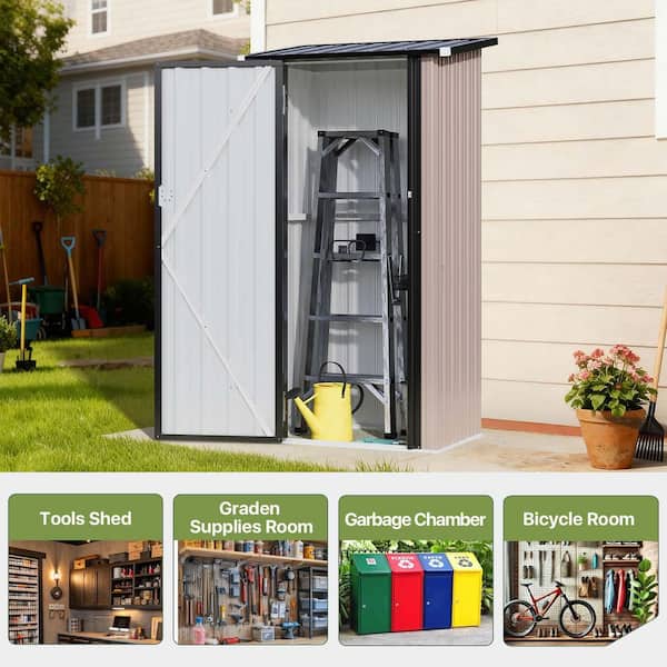 miです Sizzim 6 ft. W x 4 ft. D Black Metal Shed with Lockable Door and