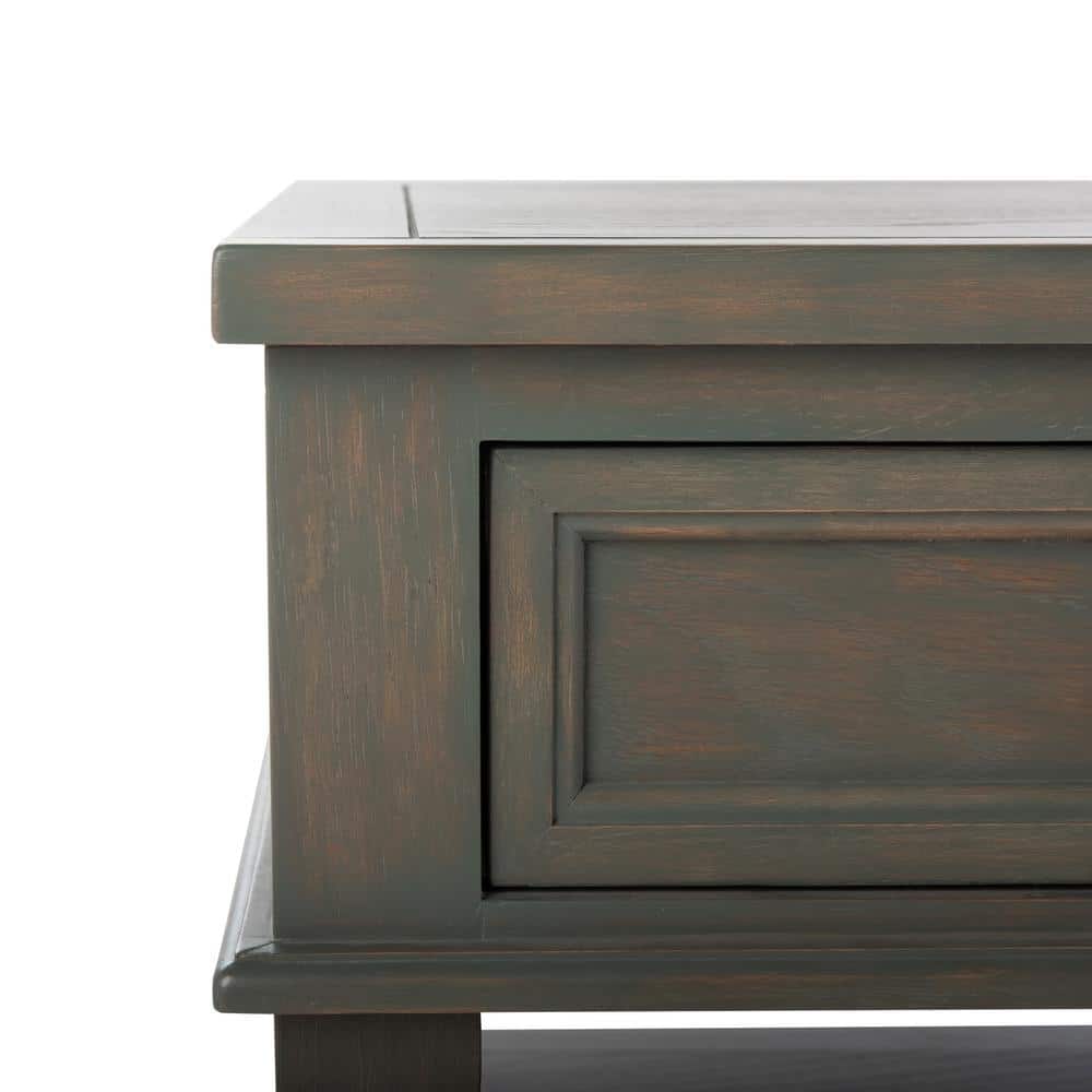Transitional Ash Grey Rectangular Coffee Table with Storage