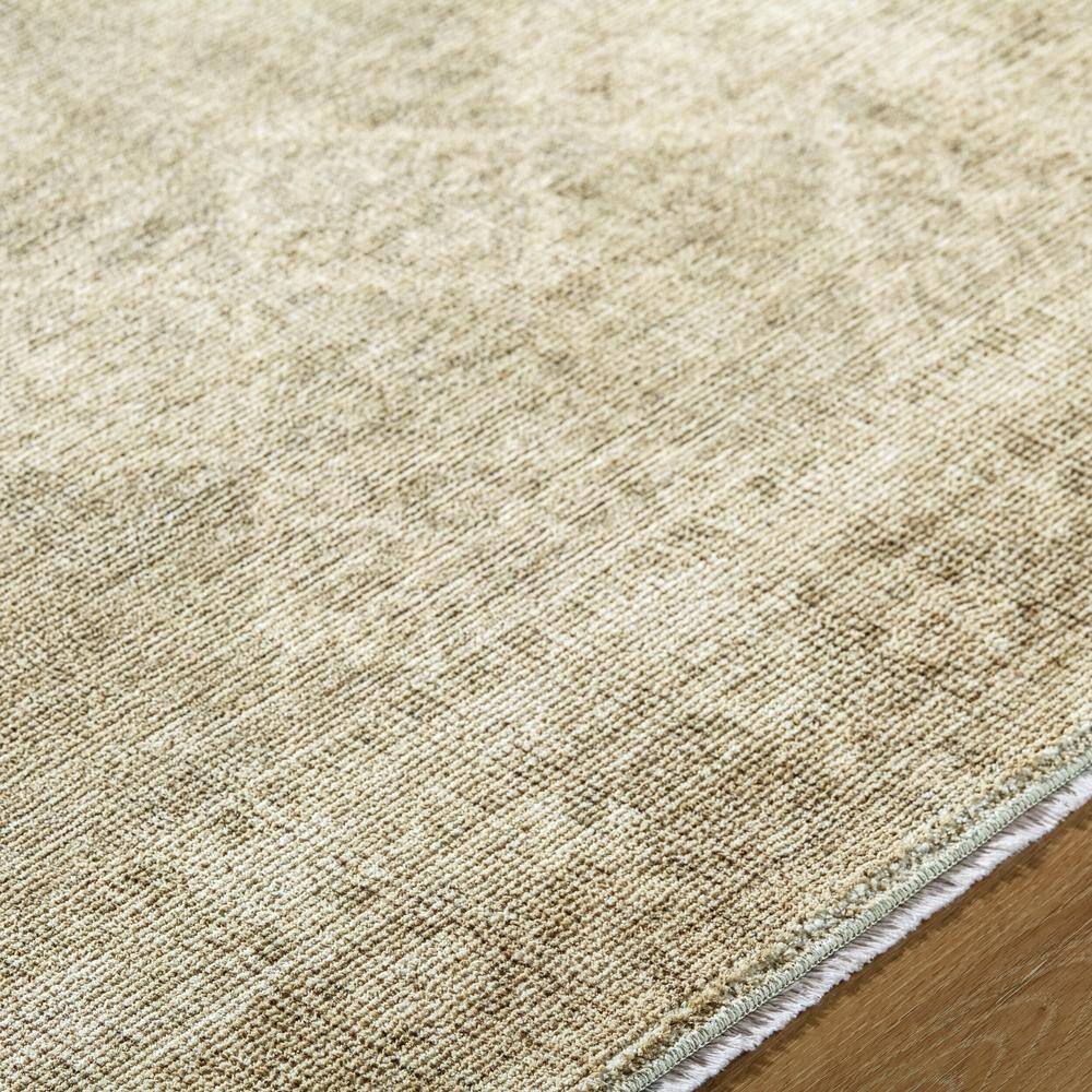 Vintage Beige and Tan Synthetic Rectangular Area Rug 5' x 7'