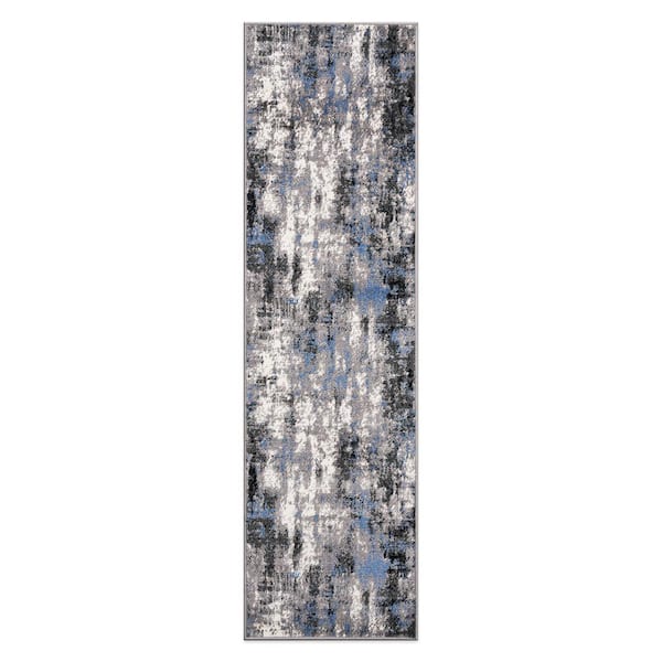 World Rug Gallery Tralee Modern Abstract Blue 2 ft. x 7 ft. Area Rug
