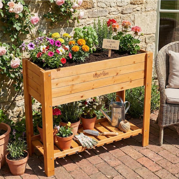 kdgarden 39 in. x 16 in. x 33 in. H Elevated Cedar Wood Raised