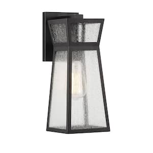 Millford Matte Black Outdoor Hardwired Wall Lantern Sconce with No Bulbs Included