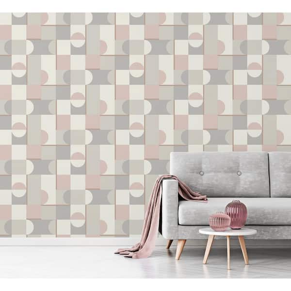 Pink Marino Blush Geometric Matte Non-Pasted Peelable Paper Wallpaper