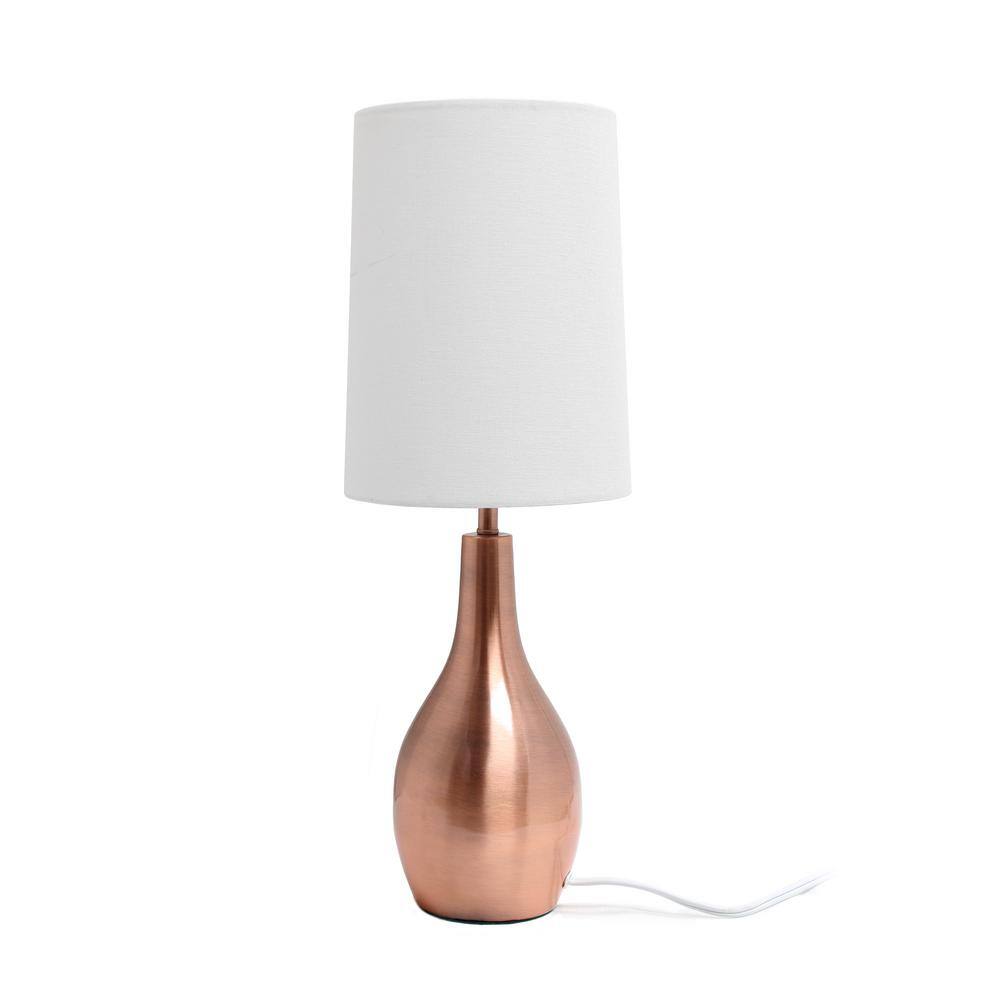 Rose Gold Teardrop Table Lamp with White Fabric Shade