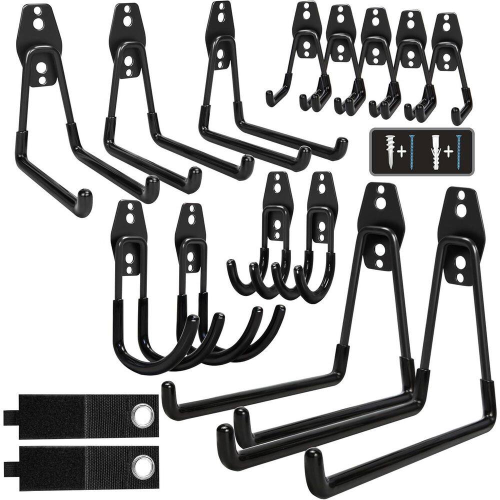 6 in. H Black Steel 77 lb. Load Capacity Double Hook for Hanging Bike, Ladder and Garden Tools (16-Pack) price history on PriceWatchPro