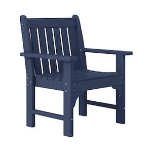 Laguna Outdoor Patio Weather Resistant Poly Plastic Garden Arm Chair in Navy Blue