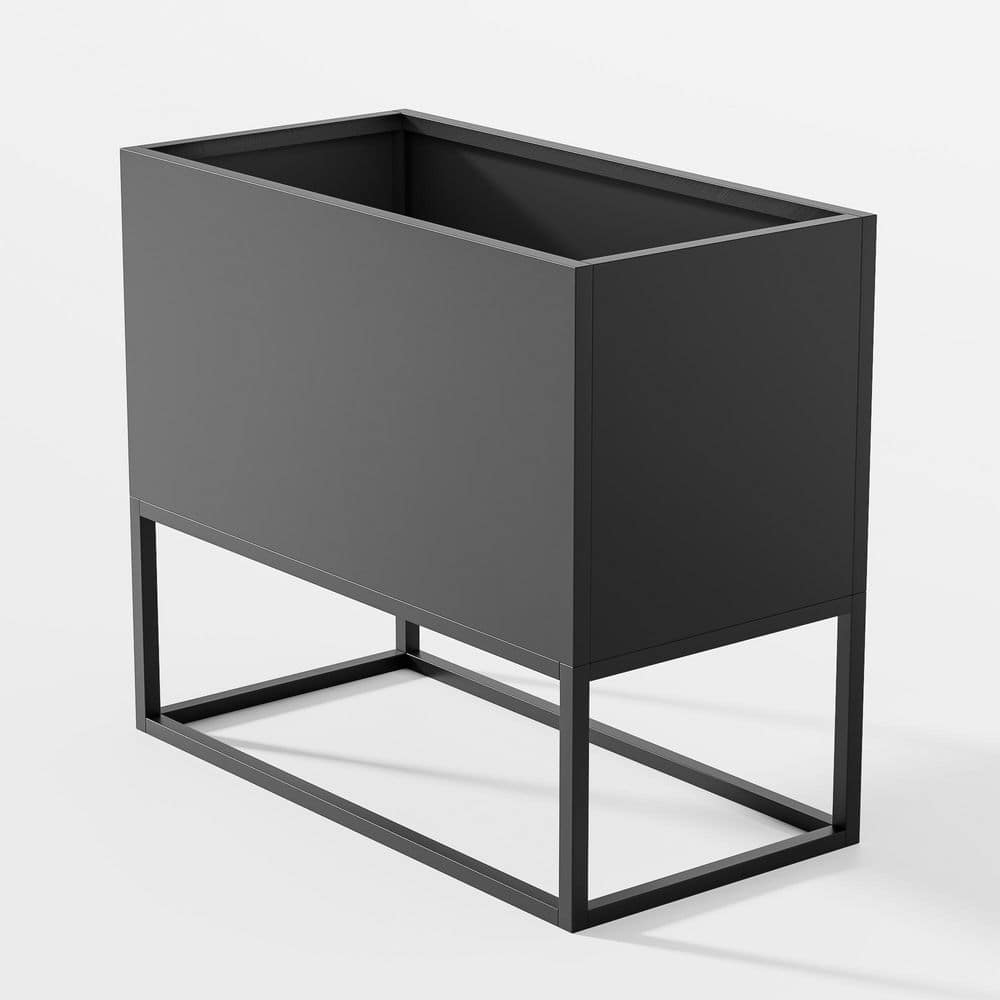 36 x 18 x 18 in. Large Metal Rectangular Planter with Shelves and Drainage 