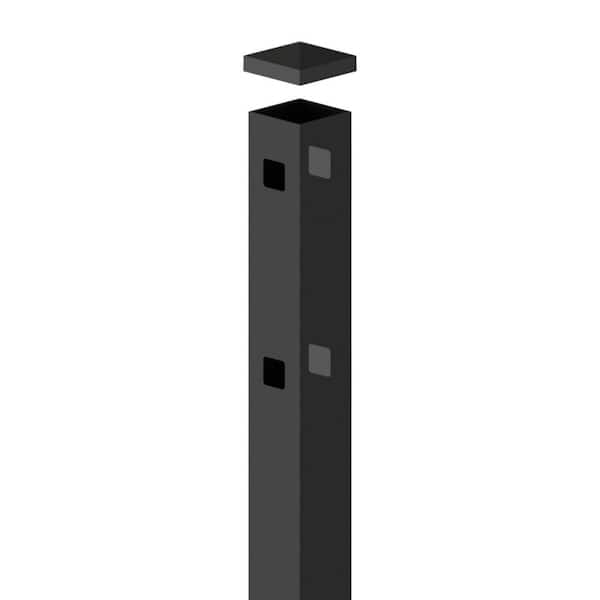 Barrette Outdoor Living 2 in. x 2 in. x 8-7/8 ft. Cascade Standard-Duty Black Aluminum Fence End Post