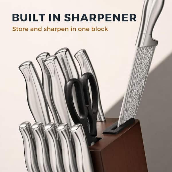 Numhew 15-Piece Serrated High -Carben Steel Kitchen Knife Set with