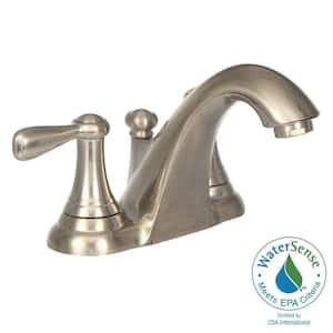 Marquette 4 in. Centerset 2-Handle Low Arc Bathroom Faucet in Brushed Nickel