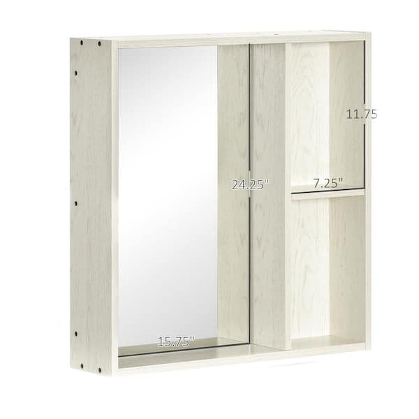24.75 in. W x 25.5 in. H Rectangular White Surface Mount Bathroom Medicine Cabinet with Mirror