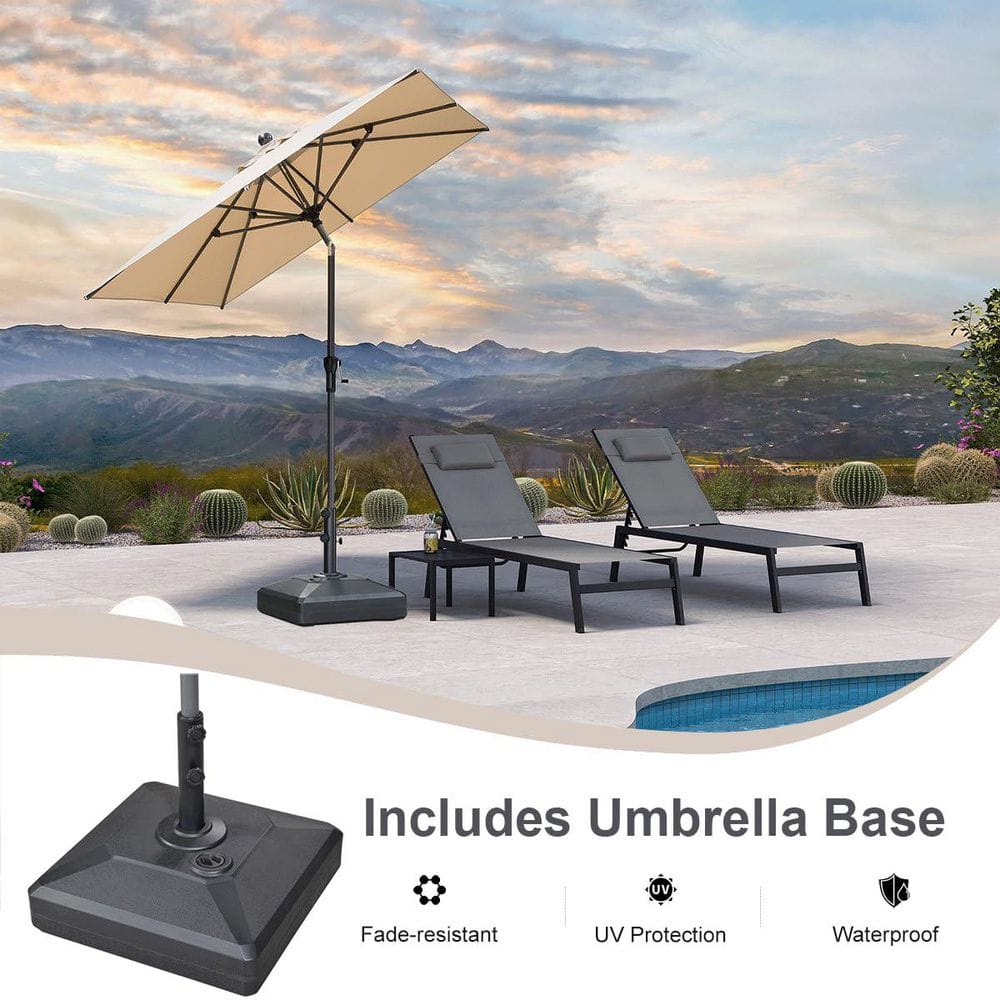 6.5 ft. Square Aluminum Auto-Tilt Outdoor Market Patio Umbrella with Base in Beige price history on PriceWatchPro