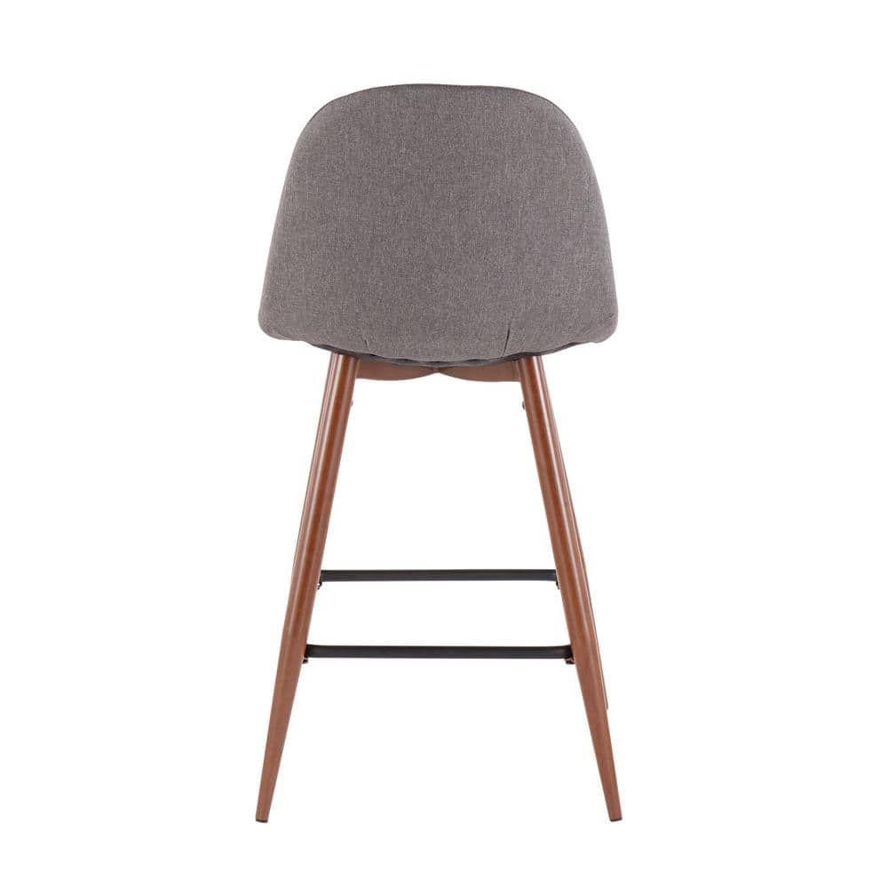 Walnut and Charcoal Swivel Counter Stool with Metal Frame