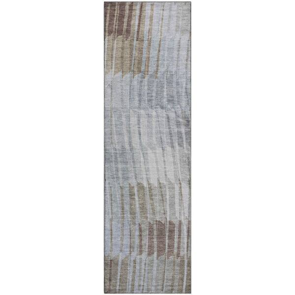 Mayfield Premium Machine Washable Abstract AMF2271 Taupe 2 ft. x 7 ft. Runner Rug