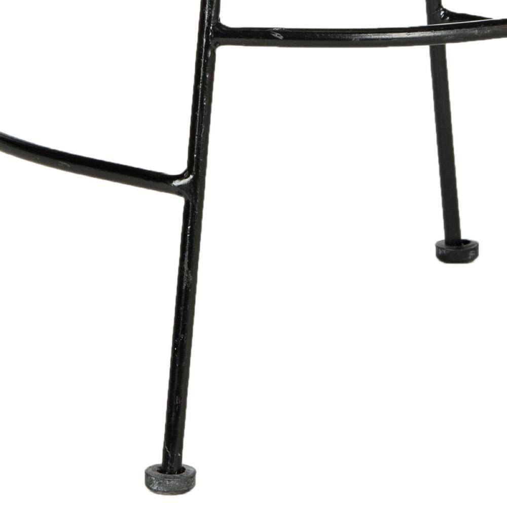Gray Rattan and Metal Backless Counter Stools, Set of 2