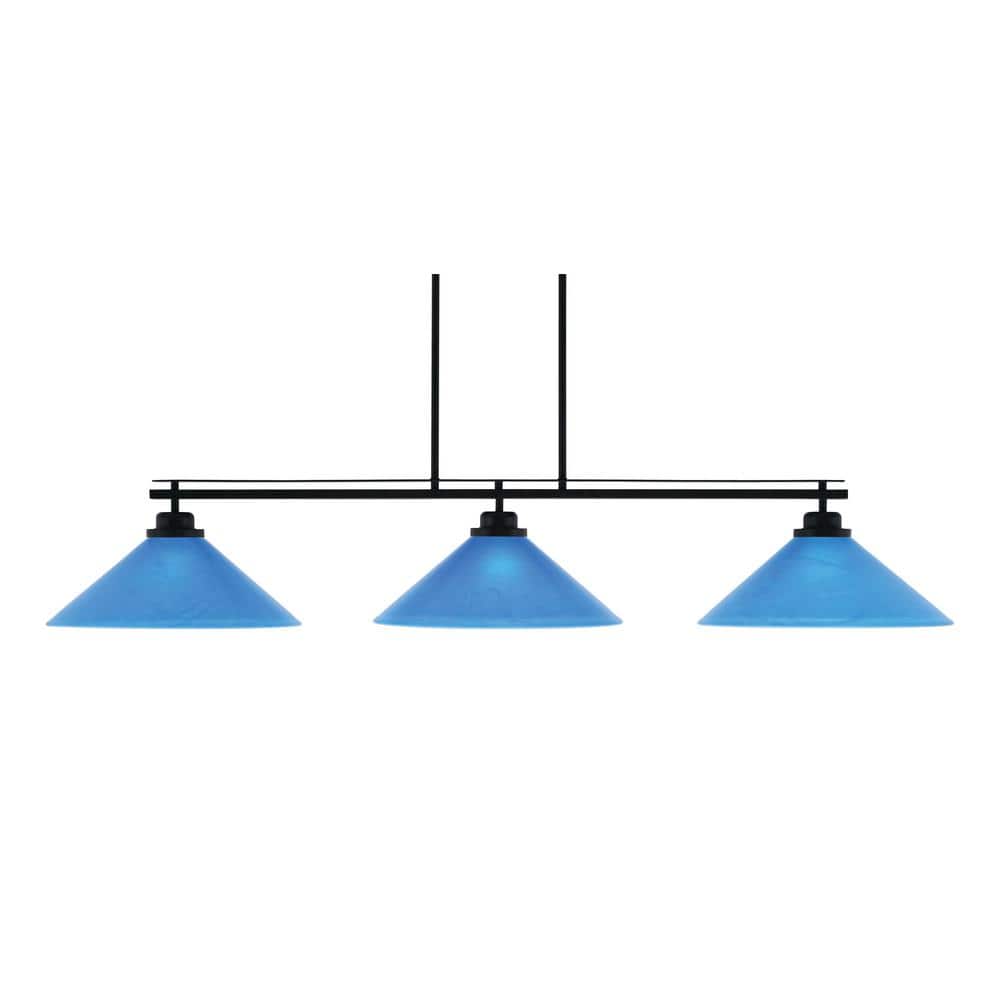Monroe 3-Light Billiard Light, Round Fitter, Matte Black Finish, 16 in. Blu