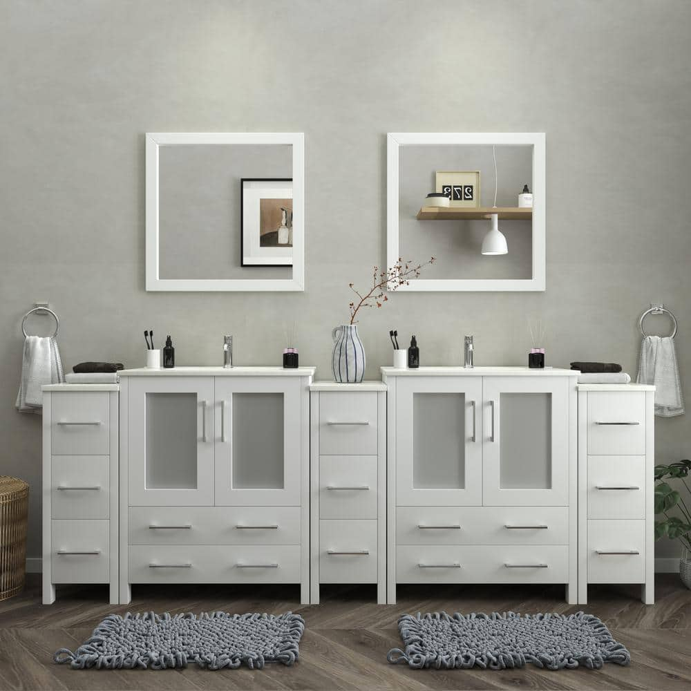 Vanity Art Brescia 96 in. W x 18 in. D x 36 in. H Bathroom Vanity in ...