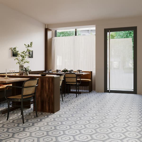 Hyperion Honeycomb Gray 10.23 in. x 11.53 in. Polished Marble Mosaic Floor and Wall Tile (0.81 sq. ft. /Each)