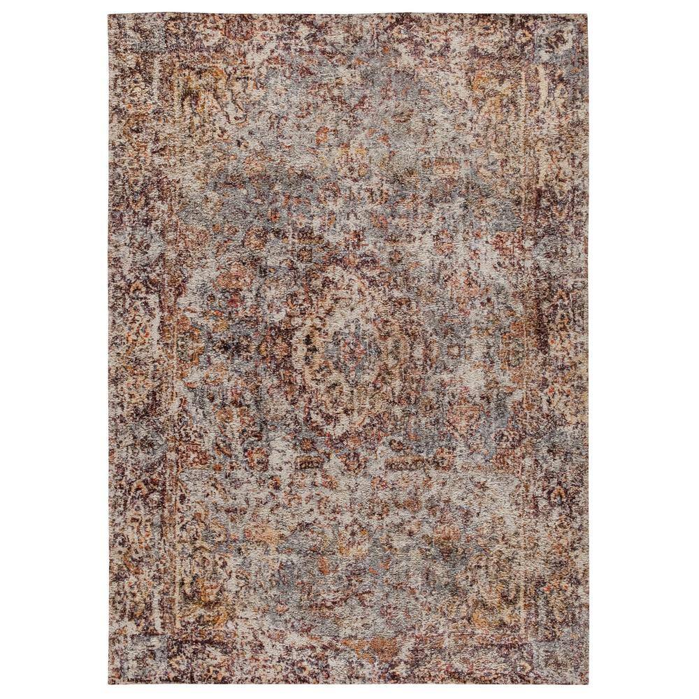 Distressed Red and Gray 8' x 10' Synthetic Area Rug
