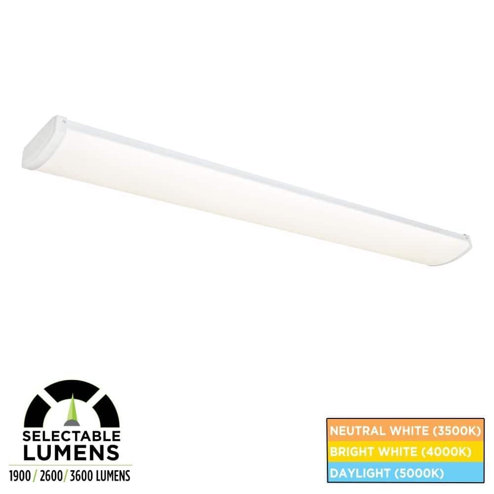 4 ft. Integrated LED White Shop Light, Selectable 1900/2600/3600 Lumens, 3500K 4000K 5000K CCT, Garage or Utility Room price history on PriceWatchPro