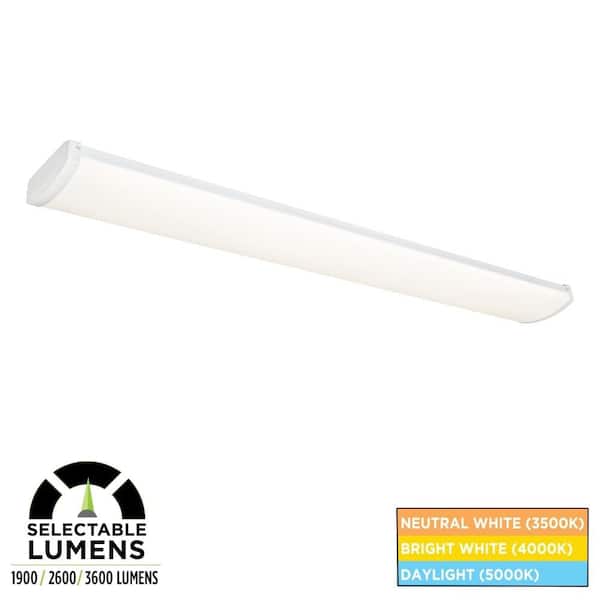 4 ft. 1900-3600 Selectable Lumens Integrated LED Dimmable White Wraparound Light 3500K 4000K 5000K 40-Watt 120V
