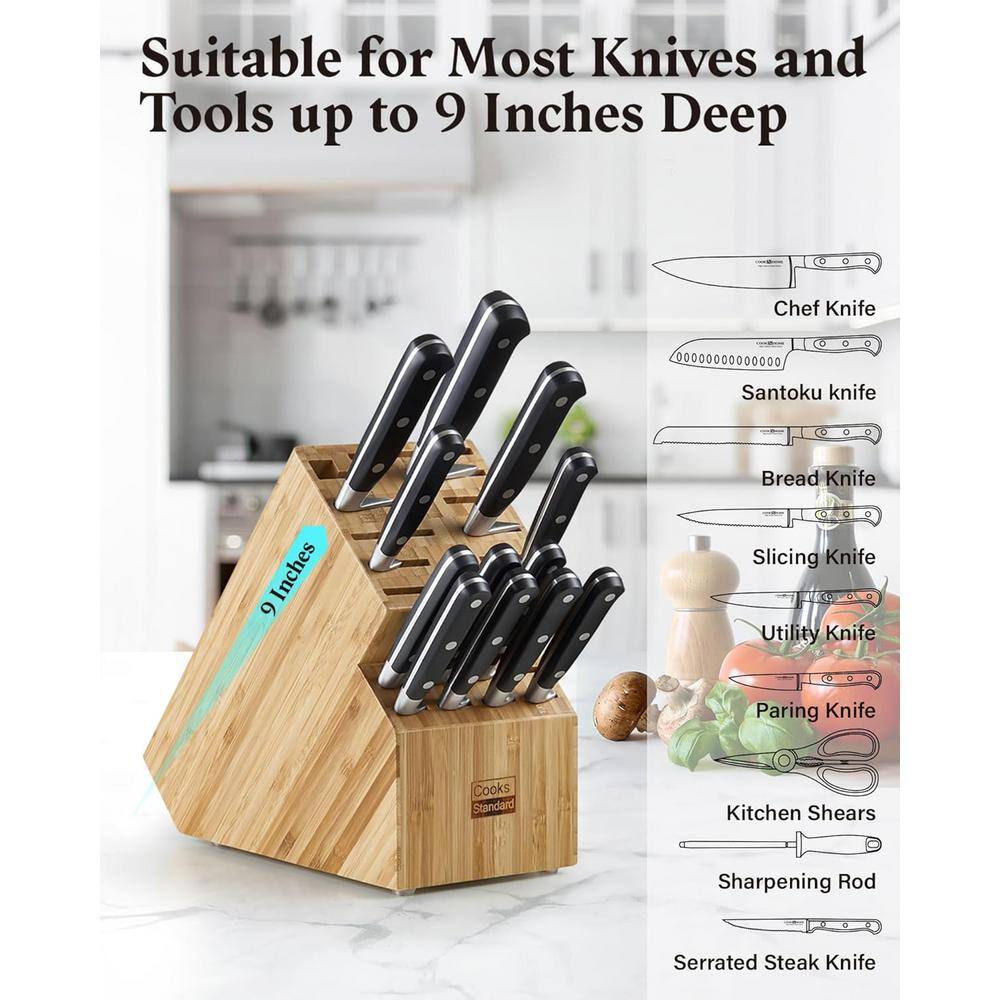 20-Slot Natural Bamboo Universal Knife Storage Block