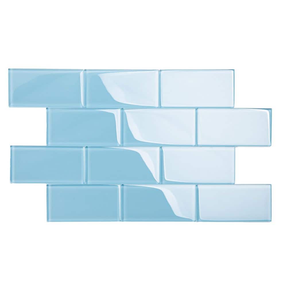 Light Blue 3x6 Glossy Glass Subway Tile for Bathroom and Kitchen