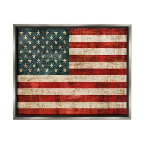 The Stupell Home Decor Collection US American Flag Wood Textured Design by Luke Wilson Floater Frame Country Wall Art Print 21 in. x 17 in.