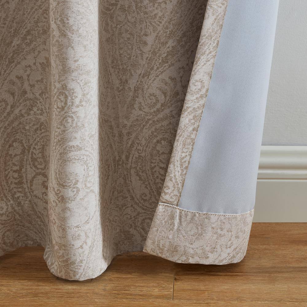 Natural Ground Length Blackout Polyester Pleated Curtain Panel