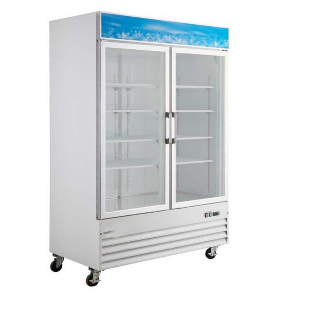 Cooler Depot SG series 53 in. W 45 cu. ft. Two Swing Glass Door Reach In Merchandiser Commercial Refrigerator in White -  THD SG1.2