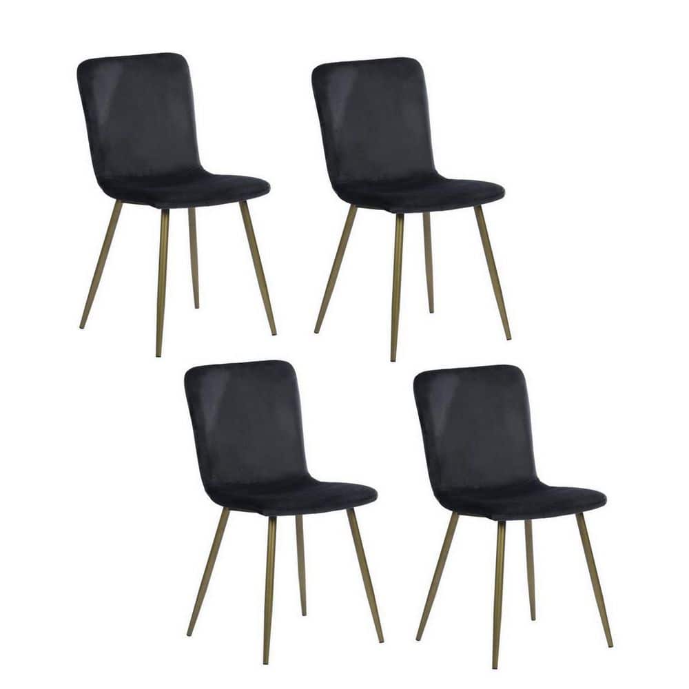 Homy Casa Scargill Black Velvet Upholstered Gold Metal Chair Side