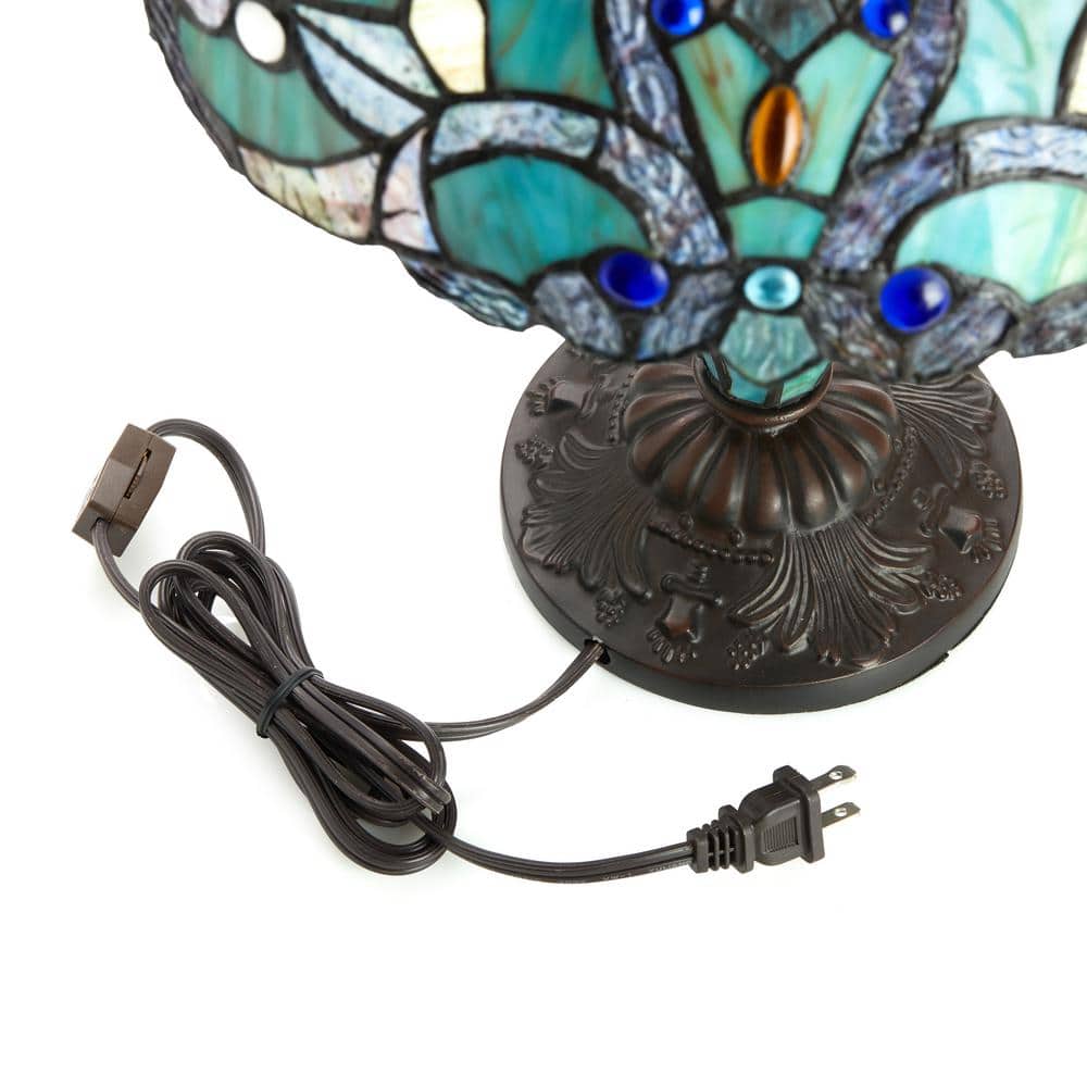 Harlow 20" Green Stained Glass Dome Accent Lamp