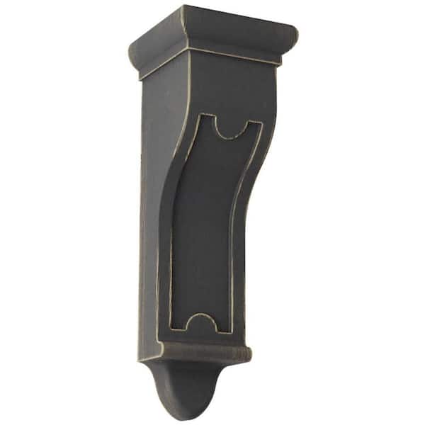 Ekena Millwork 4 in. x 12 in. x 4 in. Black Arts and Crafts Wood Vintage Decor Corbel