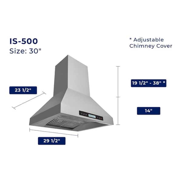 Hauslane  Chef 30-in Ducted Stainless Steel Island Range Hood