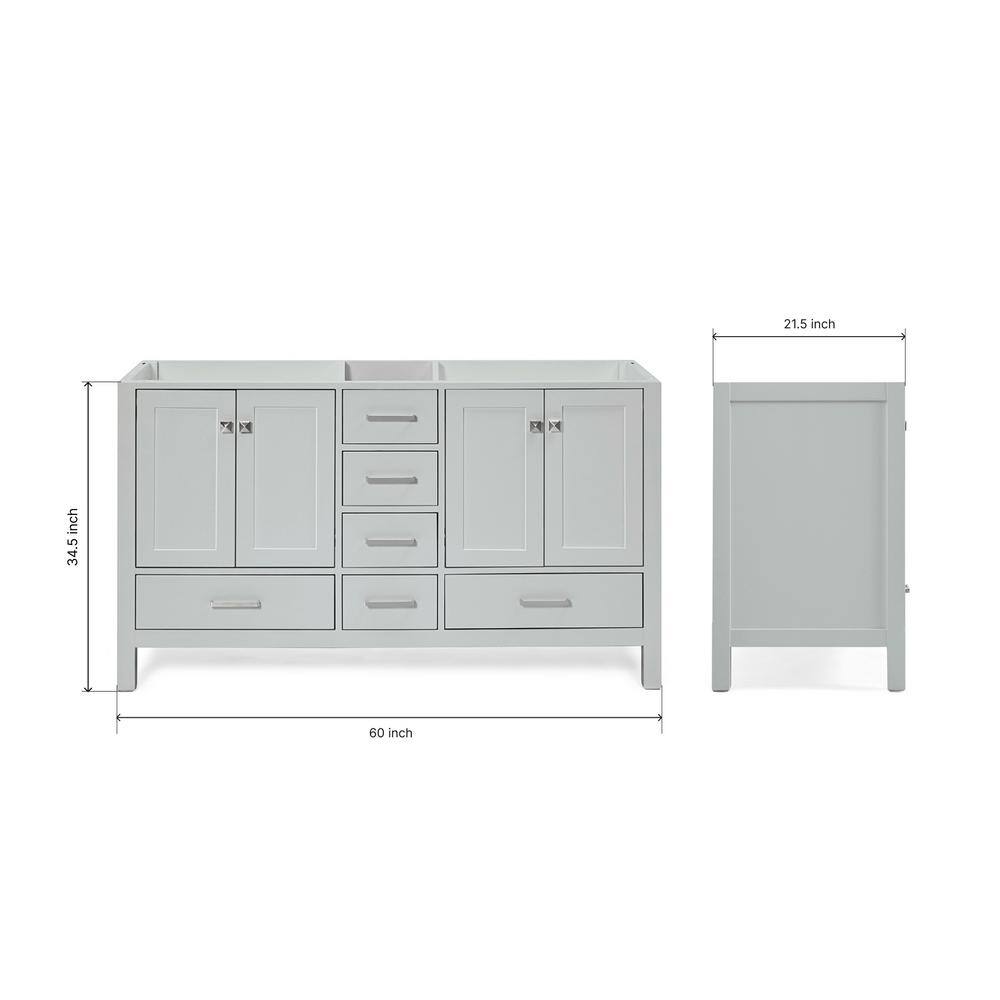 Cambridge 60" Gray Double Freestanding Vanity Cabinet
