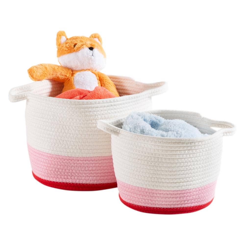 HoneyCanDo Red Ombre Nesting Cotton Rope Decorative Baskets (Set of 2