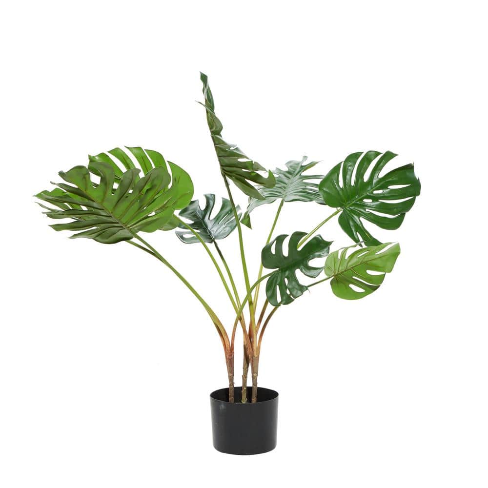 34" Green Plastic Potted Outdoor Monstera Plant