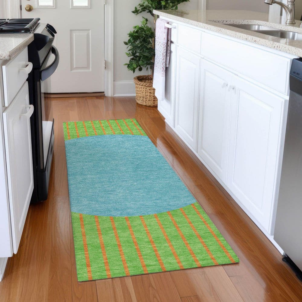 Mayfield Premium Machine Washable Abstract AMF994 Lime 2 ft. 3 in. x 7 ft. 6 in. Runner Rug price history on PriceWatchPro