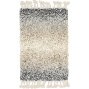 Hygge Shag Gradient Gray 2 ft. 2 in. x 3 ft. Area Rug