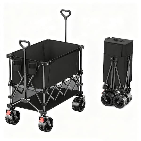 14.13 cu. ft. 600D Oxford Fabric Garden Cart Double Decker Heavy Duty Foldable Utility All-Terrain Wagon 1 Piece