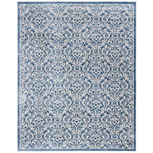 Brentwood Navy/Cream 10 ft. x 13 ft. Border Geometric Medallion Area Rug