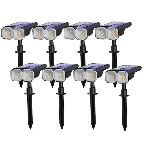Black Integrated LED Weather Resistant Outdoor Landscape Path Light,400-Lumens Solar Outdoor Ground Lights 3000K(8-Pack)