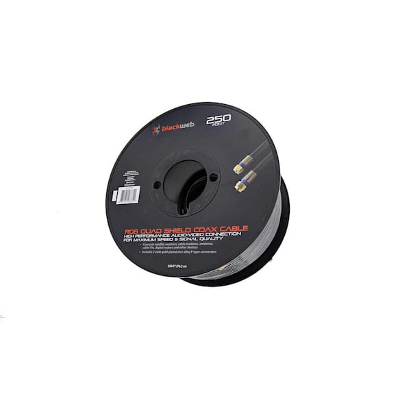 XTREME 250 ft. RG6 Quad Shield Coaxial Cable, Suitable For TVs, Internet Modems, etc.
