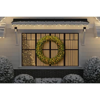 60 in. Wesley Long Needle Pine Pre-Lit Artificial Christmas Wreath with 240 Warm White Lights
